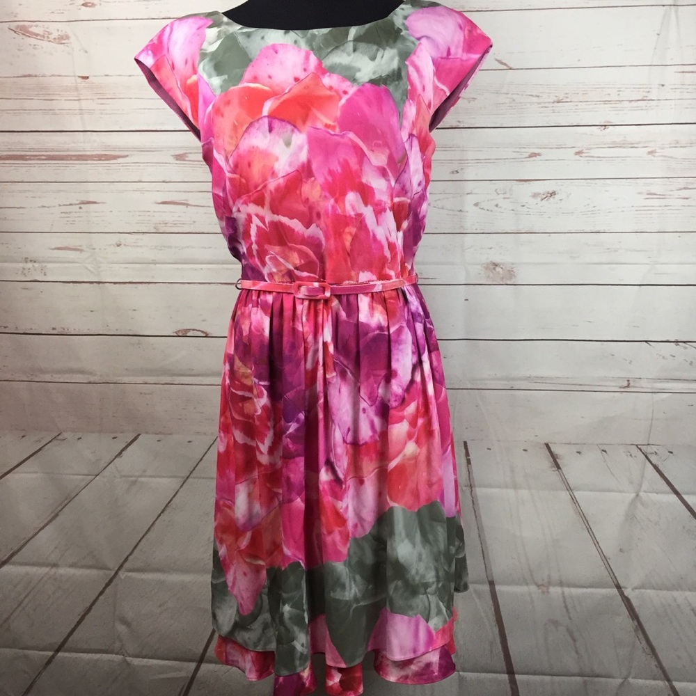 Suzi Chin For Maggy Boutique Dress 10 Pink Floral